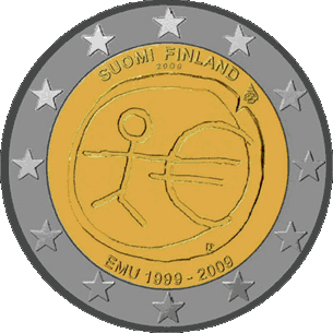 2 EURO 2009	10 jaar EMU	UNC Finland
